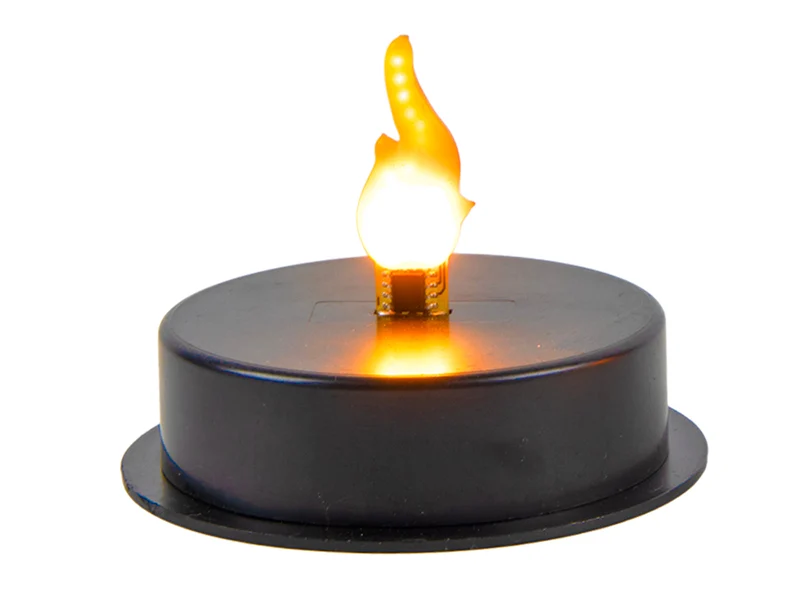 Vlam led theelicht zwart 6,5cm incl timer 6/18u excl. 3xAAA