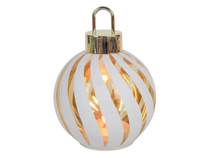 Kerstbal met LED lampjes stripe wit Ø15x20cm
