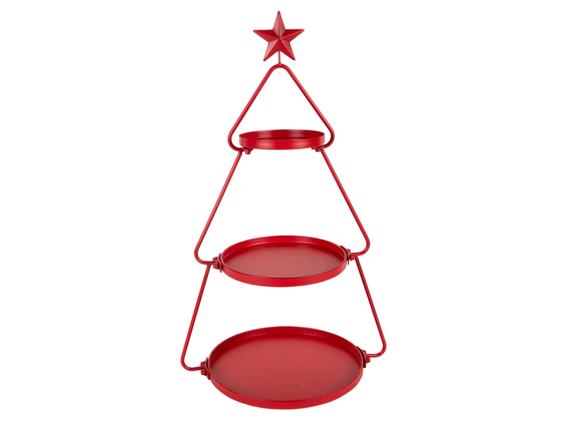 Etagere ster metaal 3-laags Ø35x55cm rood