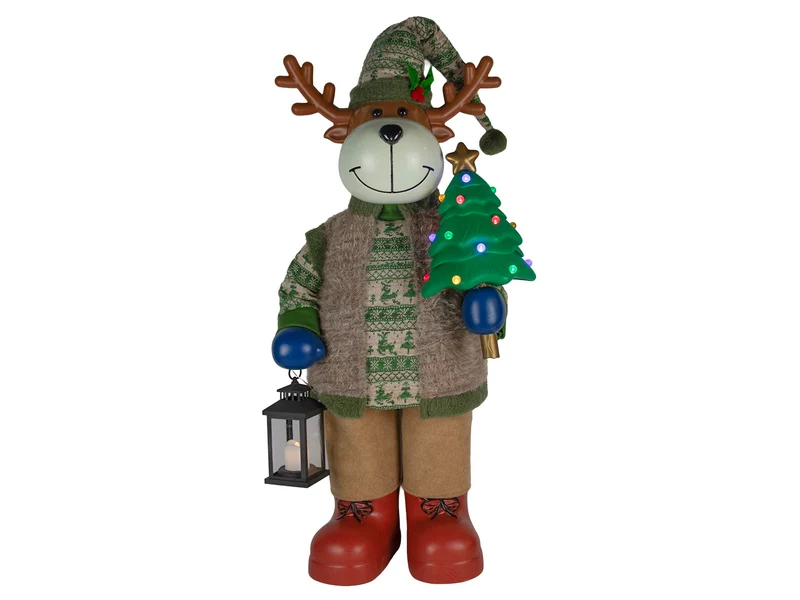Kerstman rendier 150cm met muziek en LED
