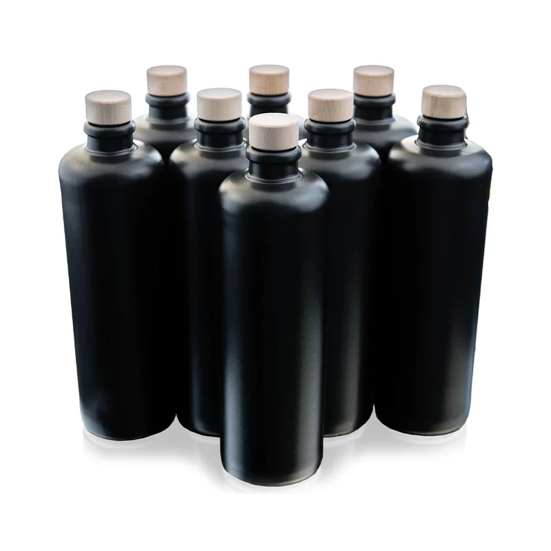 Ton-Set - 8 x Tonkrug 500 ml mit Holzgriffkorken