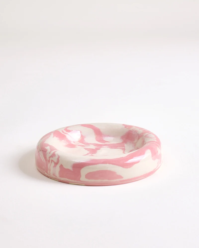 Seia Becher & Untertasse marbled rosa weiß