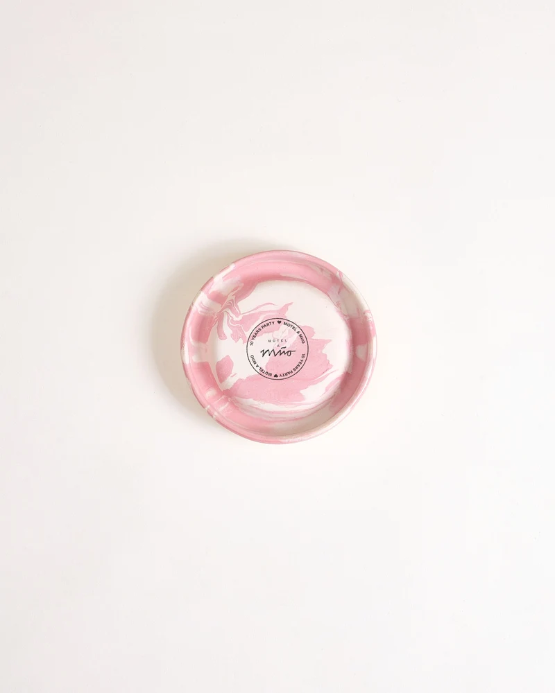 Seia Becher & Untertasse marbled rosa weiß