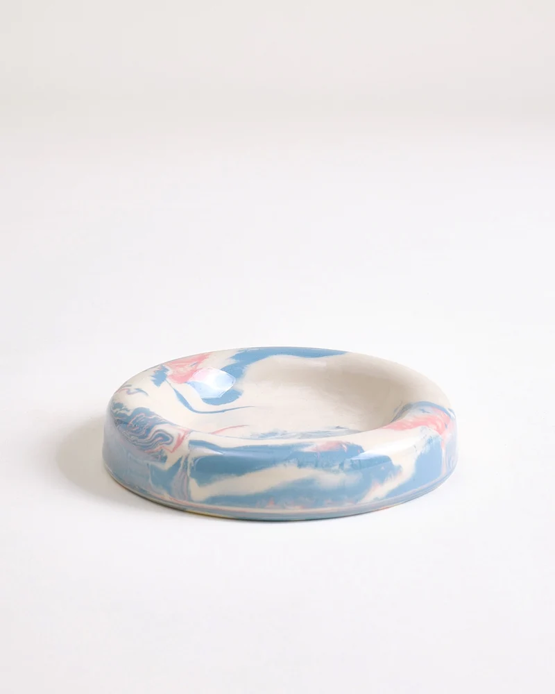 Seia Becher & Untertasse marbled blau weiß