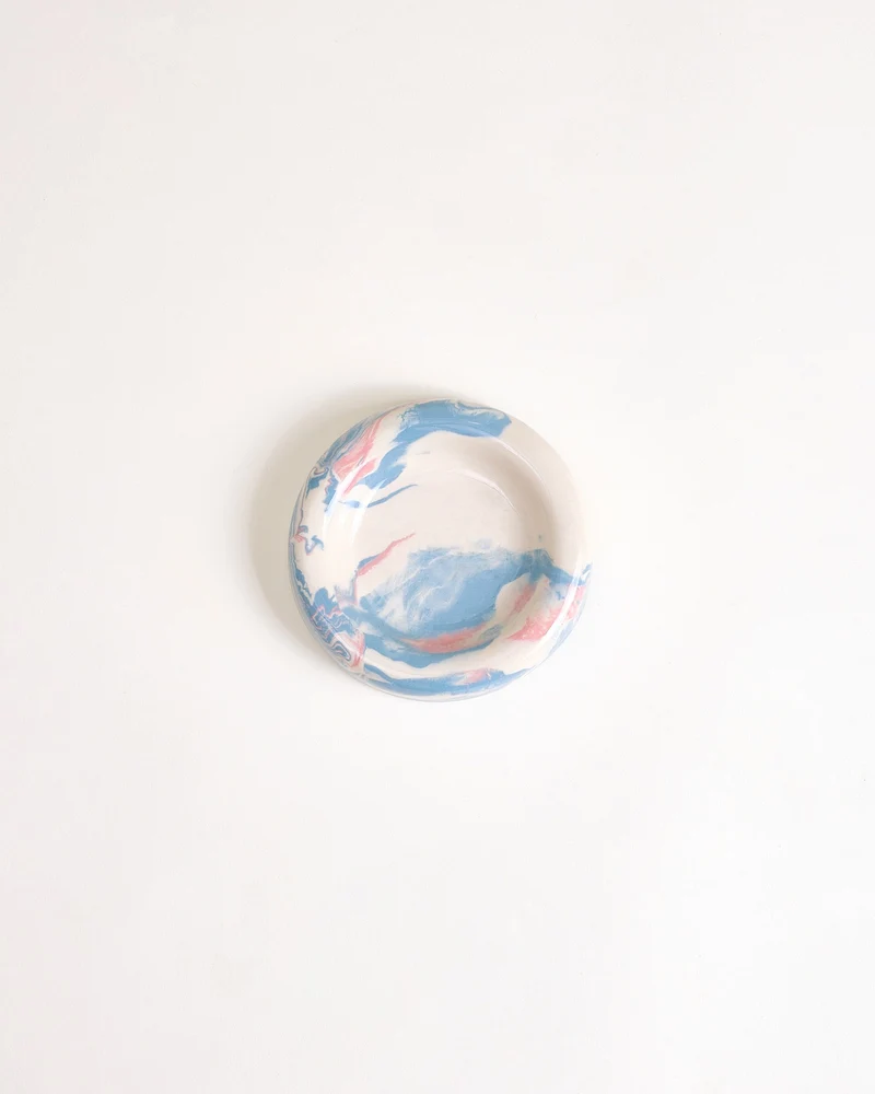 Seia Becher & Untertasse marbled blau weiß