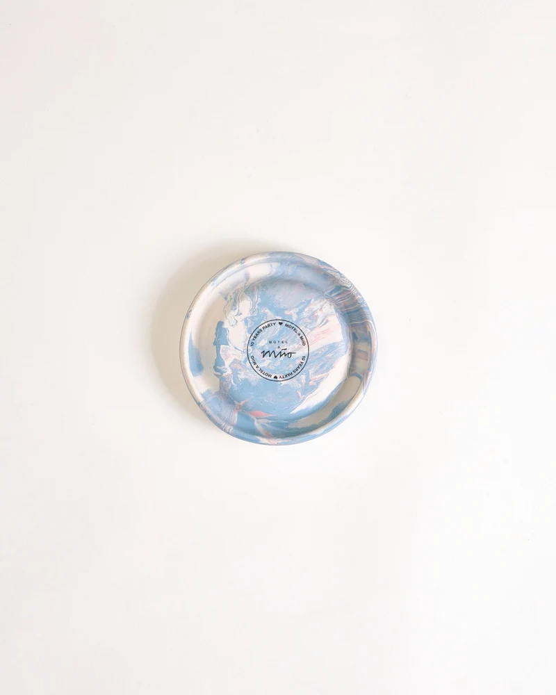 Seia Becher & Untertasse marbled blau weiß