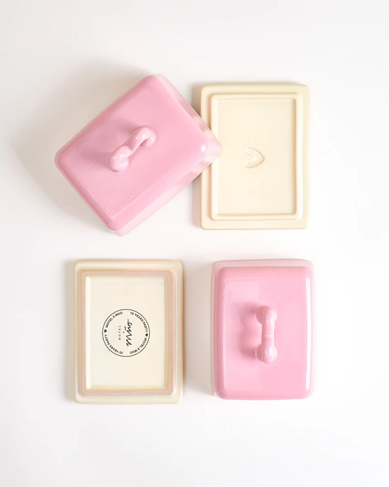 Seia Butterdose Herz rosa gelb