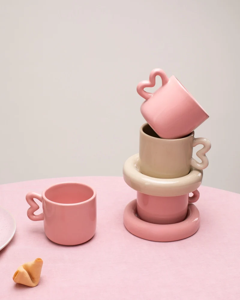 Seia Tasse & Untertasse Herz rosa
