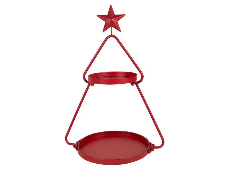 Etagere ster metaal 2-laags Ø35x38cm rood