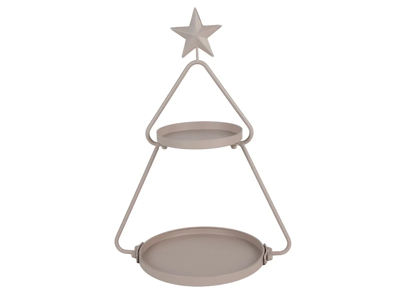 Etagere ster metaal 2-laags Ø35x38cm grijs