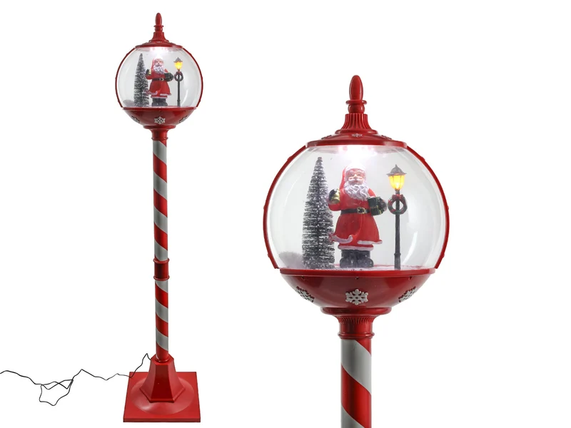 Lantaarn met sneeuw en muziek Santa LED 150cm