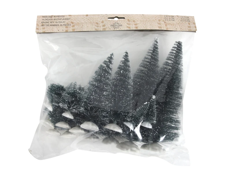 Mini kunst kerstboompjes 16 stuks assortie
