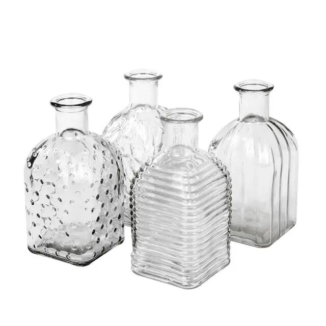 Fles Bamako glas helder 6,5x6,5x13cm 4 assortie