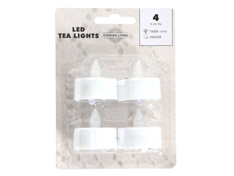 Theelicht with LED timer incl CR2032 Set van 4