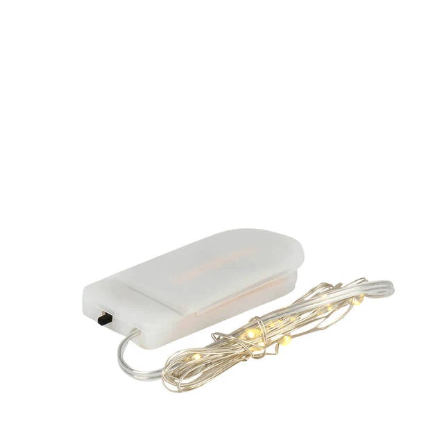 Christmas light 20 lamps white+button incl battery