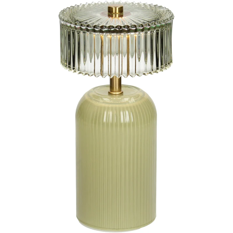 Table Lamp LED Stripes Glass Green 11x11x21cm