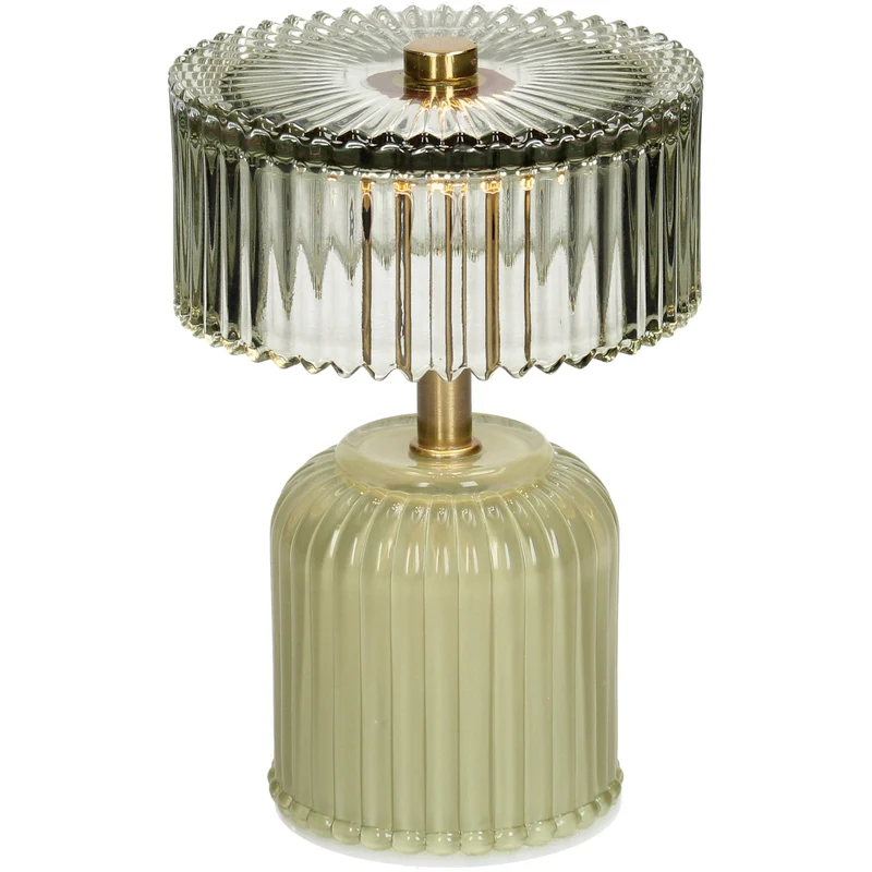 Table Lamp LED Stripes Glass Green 11x11x14.5cm