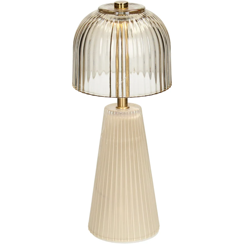 Table Lamp LED Stripes Glass Ivory 10x10x23cm