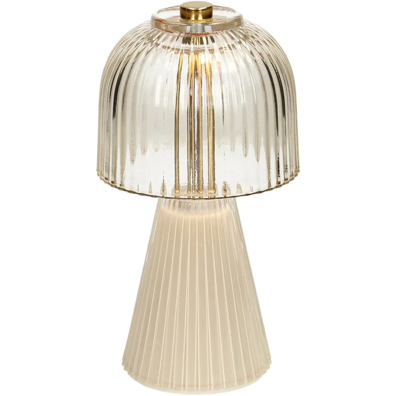 Table Lamp LED Stripes Glass Ivory 9x9x17.5cm