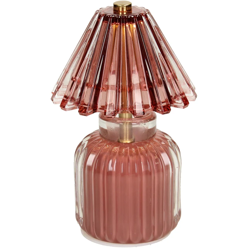 Table Lamp LED Stripes Glass Burgundy 12x12x19.5cm