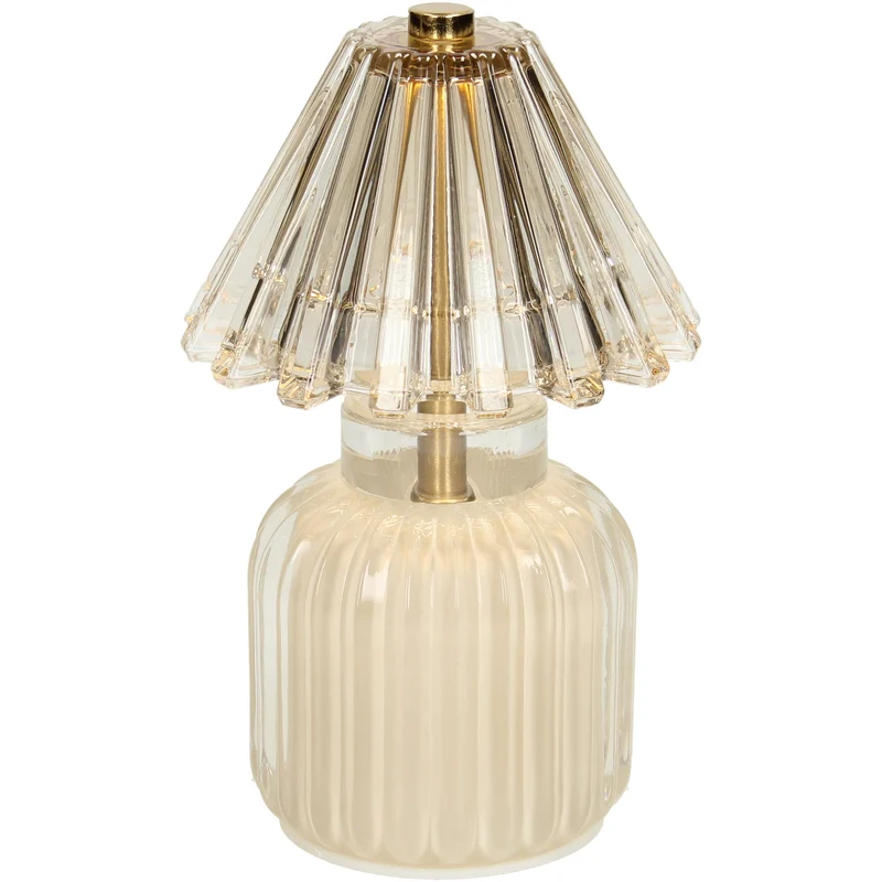 Table Lamp LED Stripes Glass Ivory 12x12x19.5cm