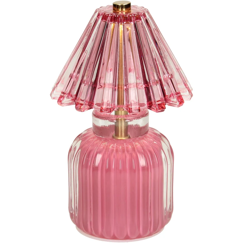 Table Lamp LED Stripes Glass Pink 12x12x19.5cm