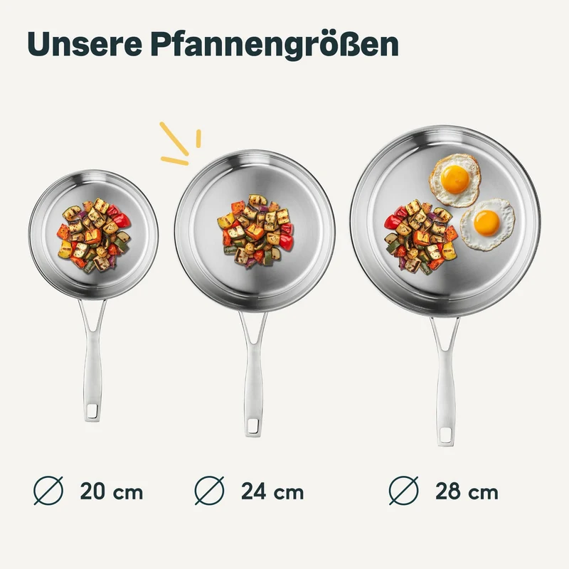 Edelstahlpfanne 24 cm Unbeschichtet