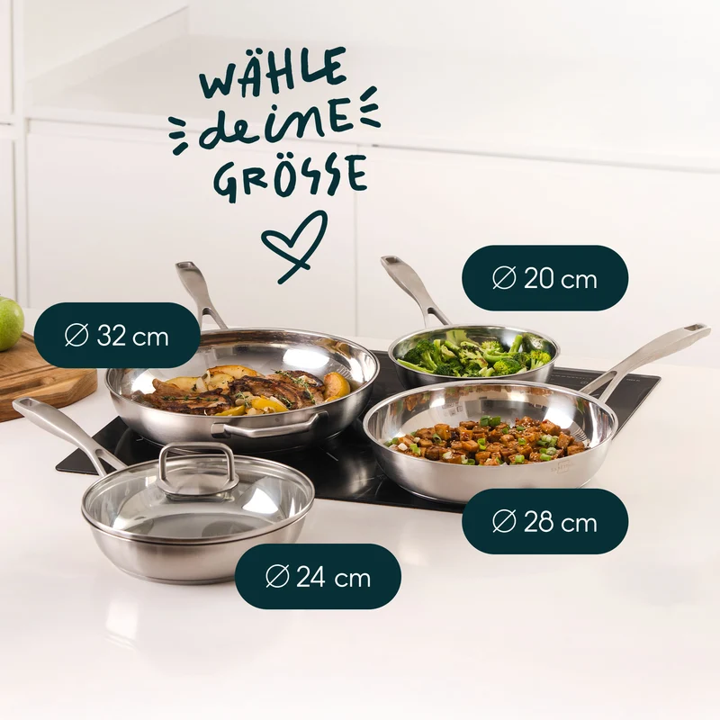 Edelstahlpfanne 20 cm Unbeschichtet