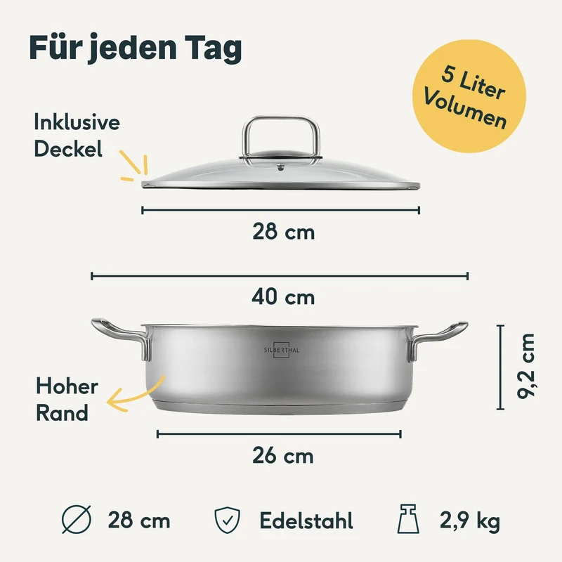 Servierpfanne Unbeschichtet 28 cm