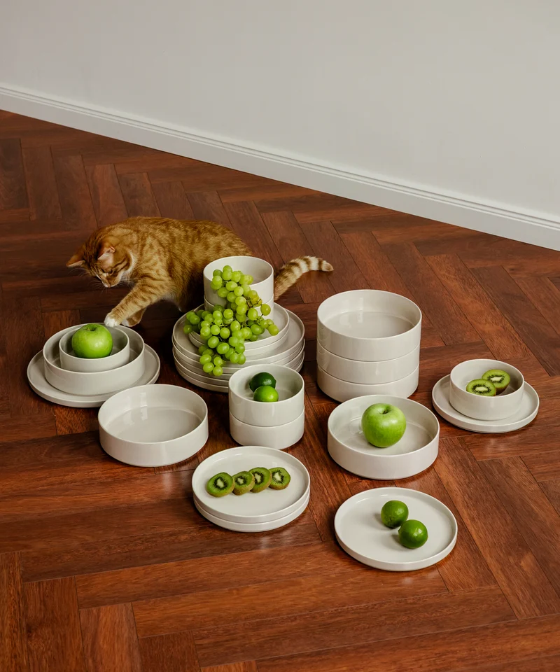 Geschirrset Beige glänzend | Nia