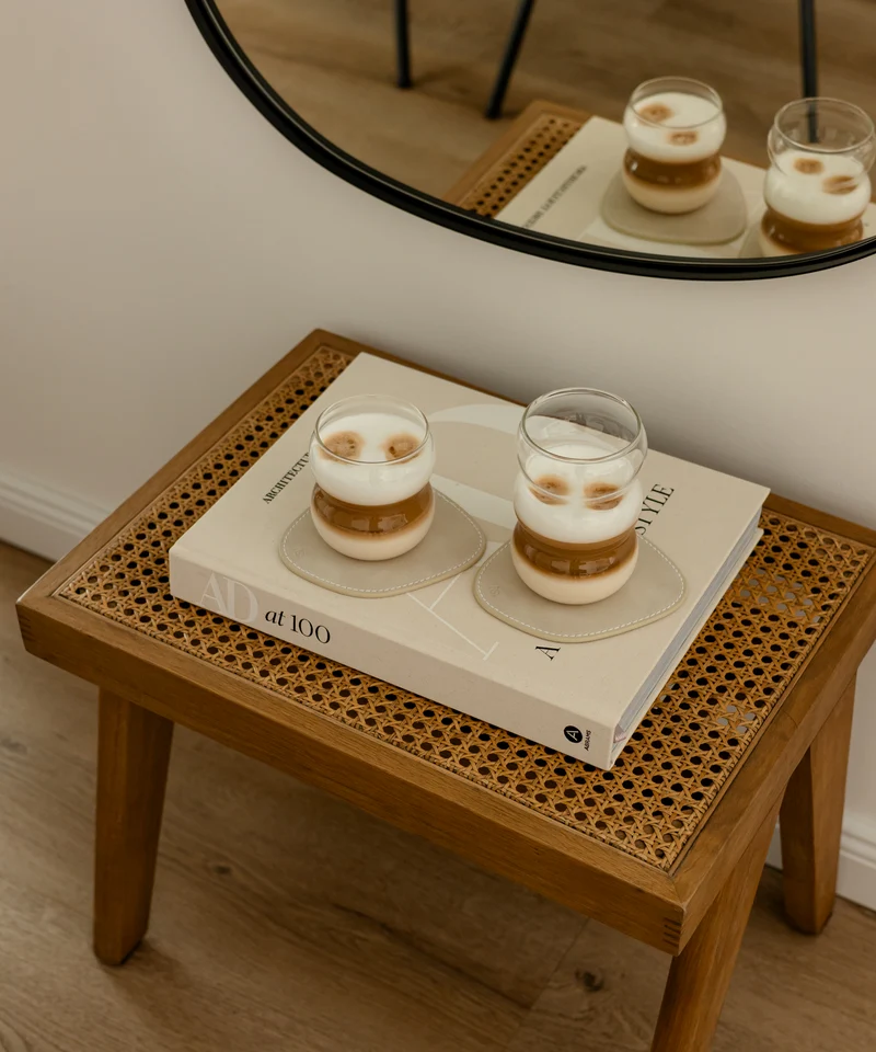 Glasuntersetzer Taupe/Creme | Jade