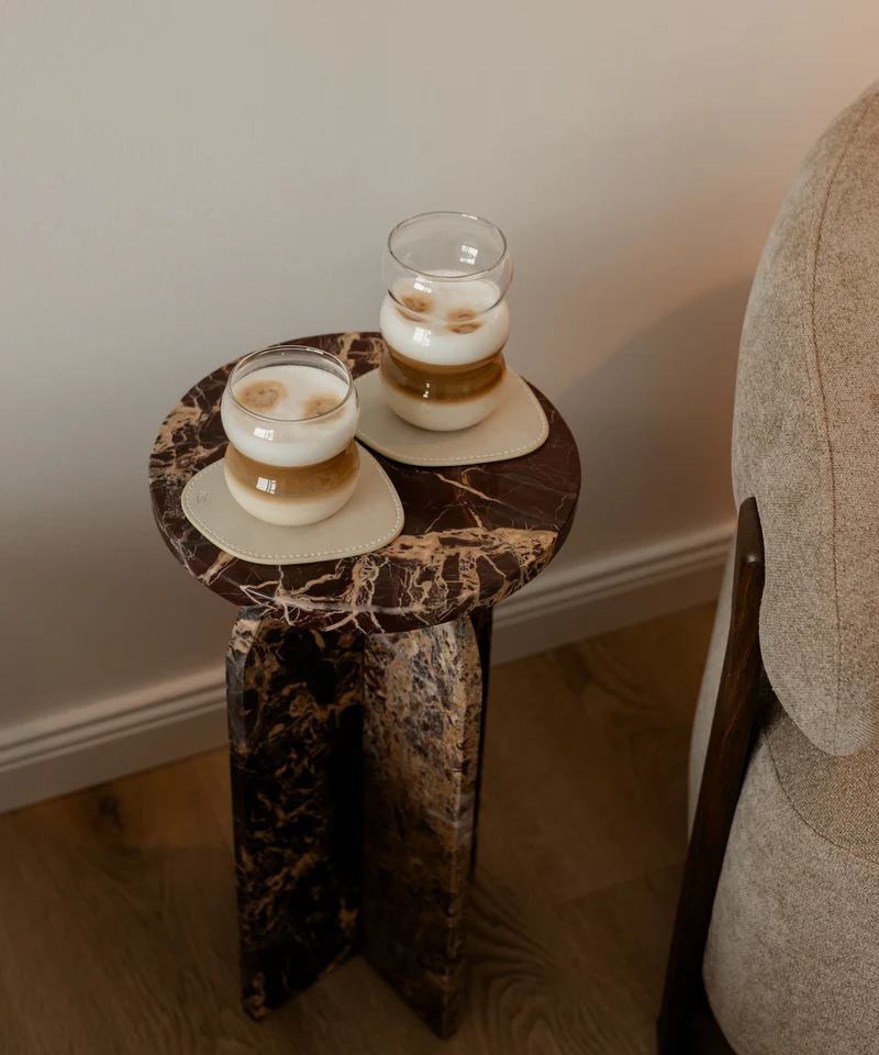 Glasuntersetzer Taupe/Creme | Jade
