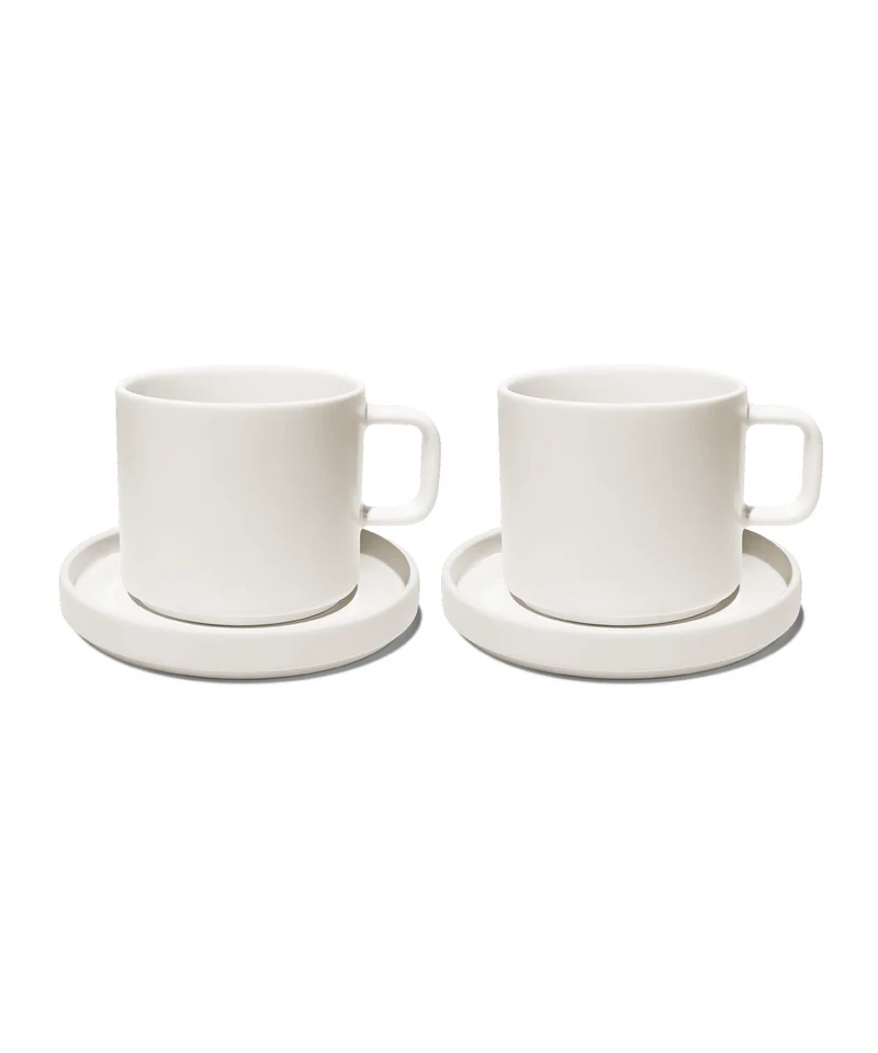 Tasse mit Untertasse in Cremeweiß glänzend | Nia
