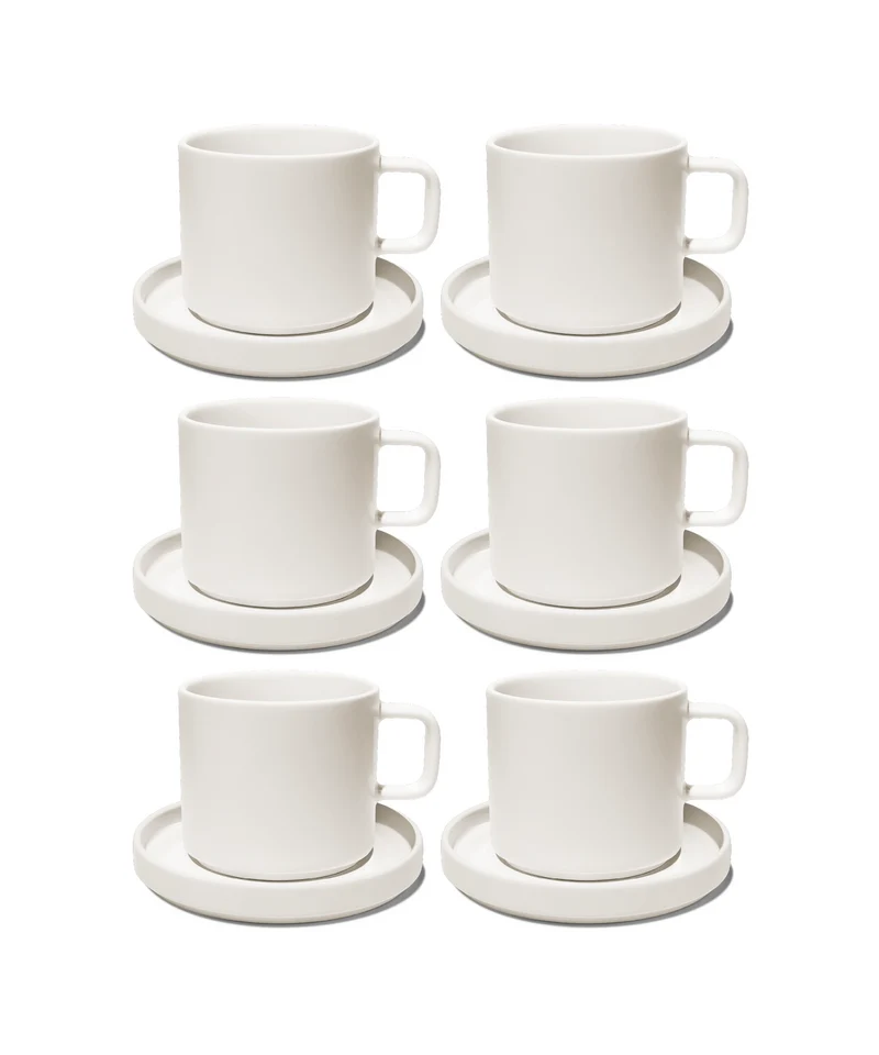 Tasse mit Untertasse in Cremeweiß glänzend | Nia