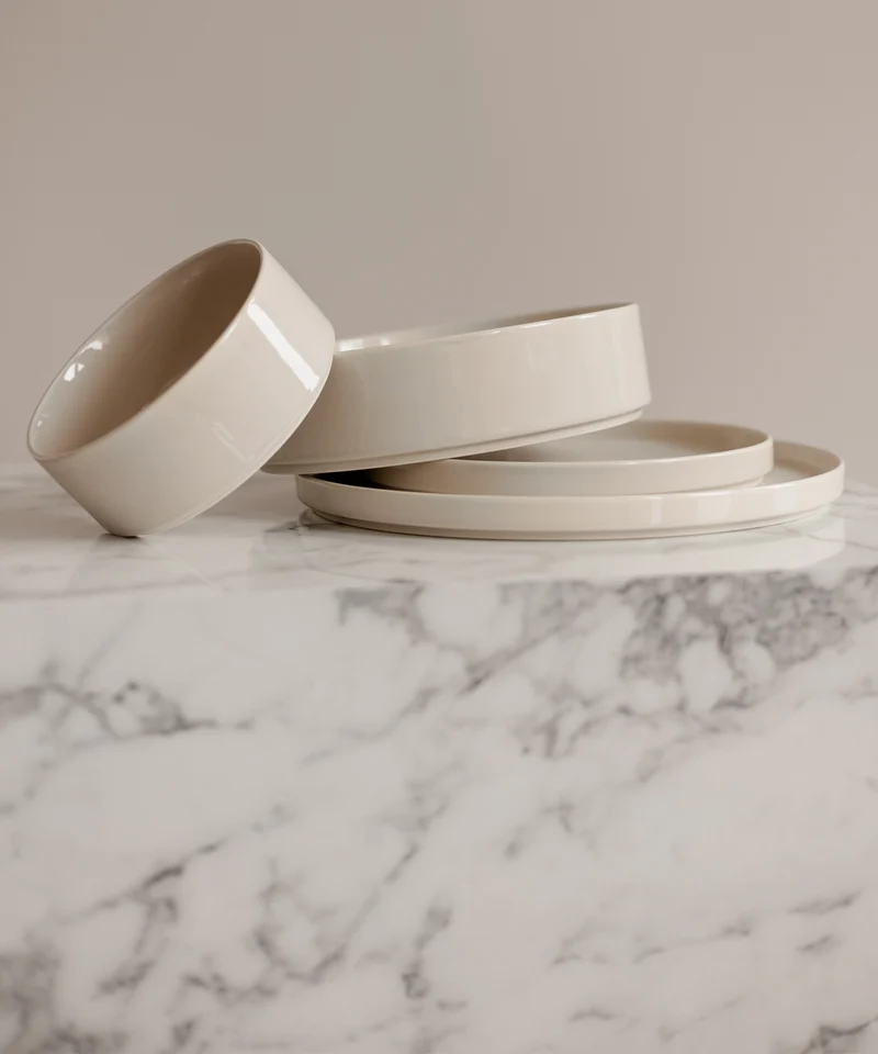Geschirrset Beige glänzend | Nia