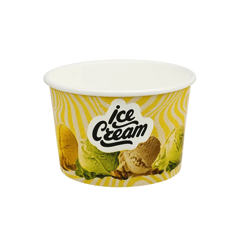Einweg Eisbecher 175ml & 250ml - gelb & schwarz