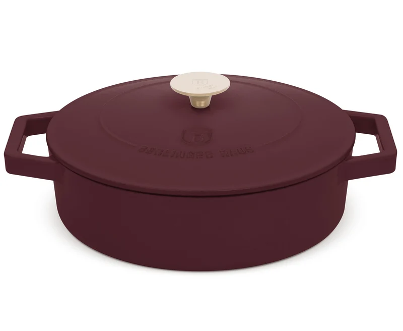 BerlingerHaus Schmorfanne / Sauteuse Matt Bordeaux - Gusseisen - ø 26 cm - geeignet für alle Wärmequellen - emaillierte Antihaftbeschichtung