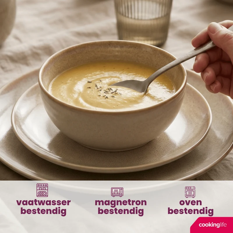 Cookinglife Suppenschüsseln / Schüsseln Serene Sand ø 14 cm - Steingut - 4 Stück