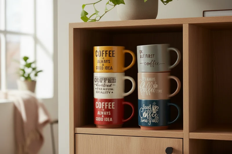 Cookinglife Kaffeebecher Keramik 6er 260 ml - Cappuccino Tee - Kaffeezeit
