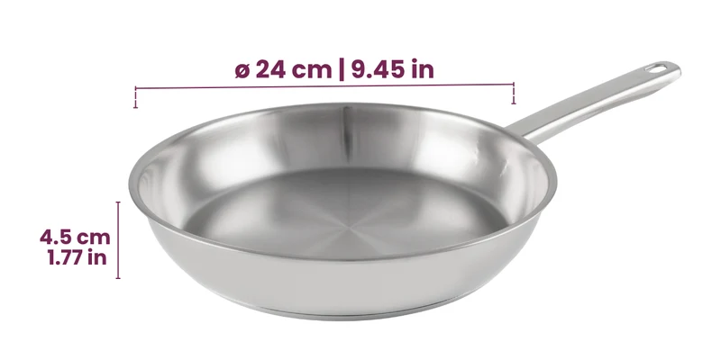 Cookinglife Bratpfanne Superior Edelstahl Ø 24 cm – geeignet für alle Wärmequellen – ohne Antihaftbeschichtung