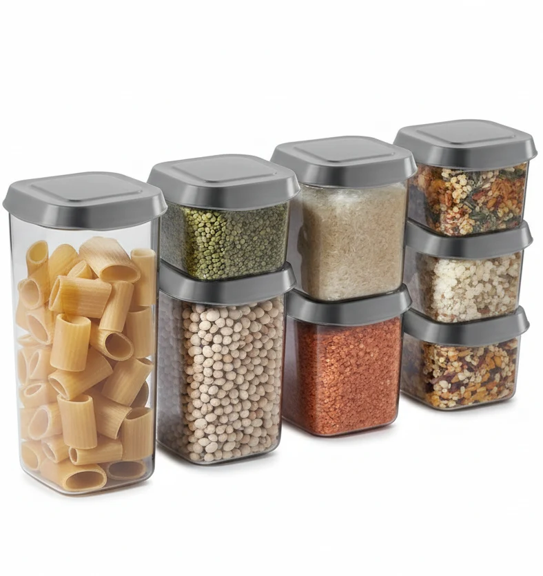 Cookinglife Vorratsgläser-Set, 8-teilig – mit grauen Deckeln