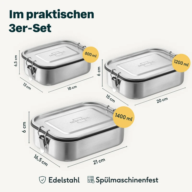 Edelstahl Brotdosen Set