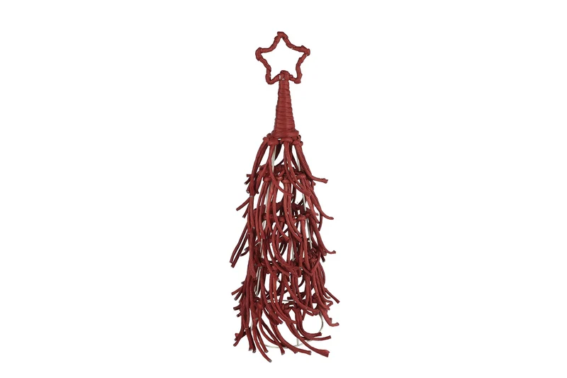Kerstdecoratie "Tree w/Star" burgundy red touw/metaal 20x20x71cm