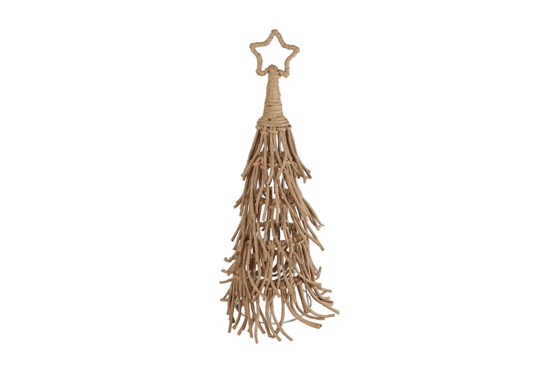 Kerstdecoratie "Tree w/Star" beige touw/metaal 20x20x71cm