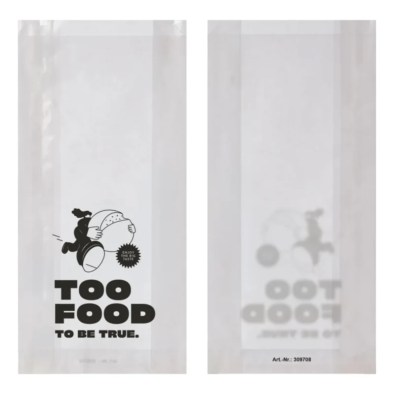 Bäckerfaltenbeutel "Food", Kraftpapier, weiß