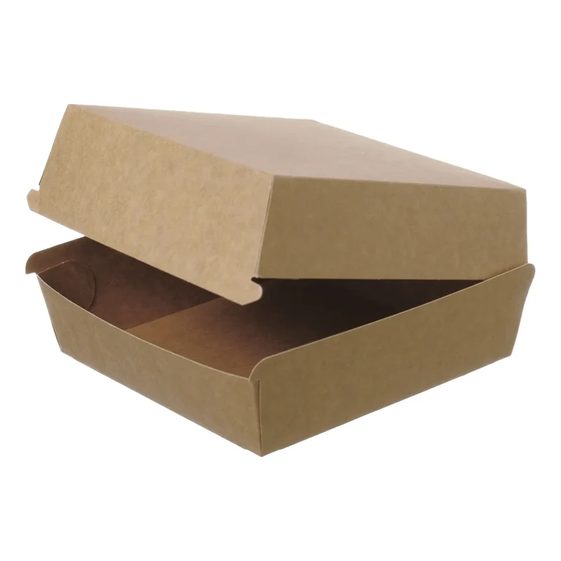 Burger-Boxen, Pappe, unbedruckt, braun