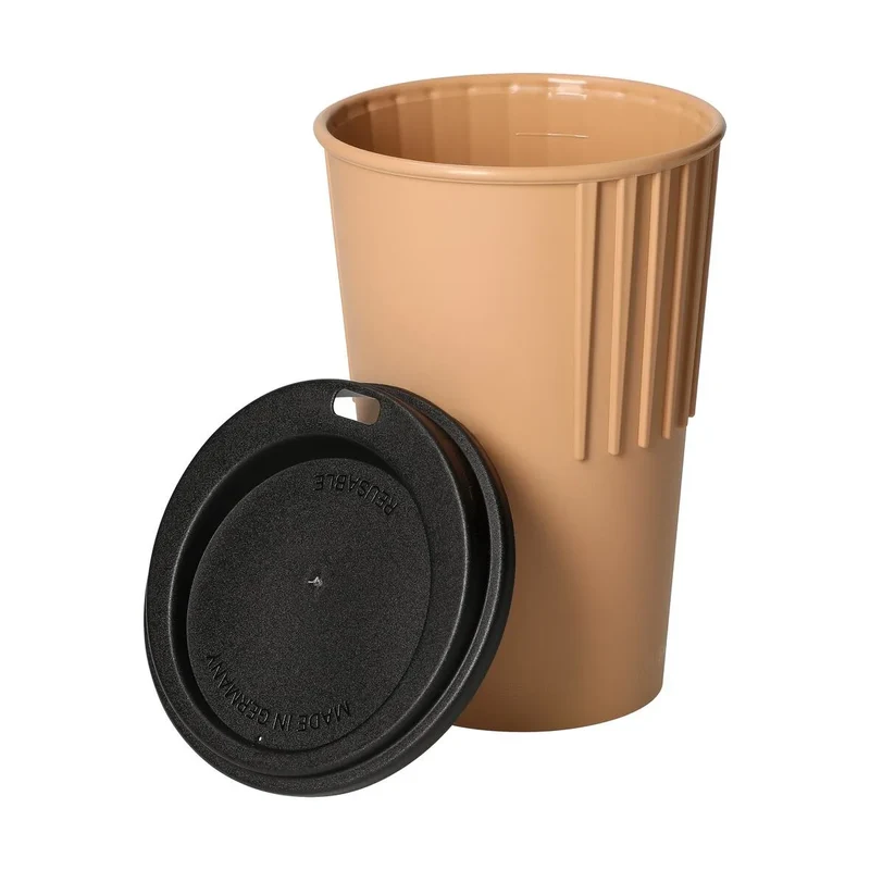 Mehrweg-Riffel-Kaffeebecher ToGo, PP, 300ml, Ø79x115mm
