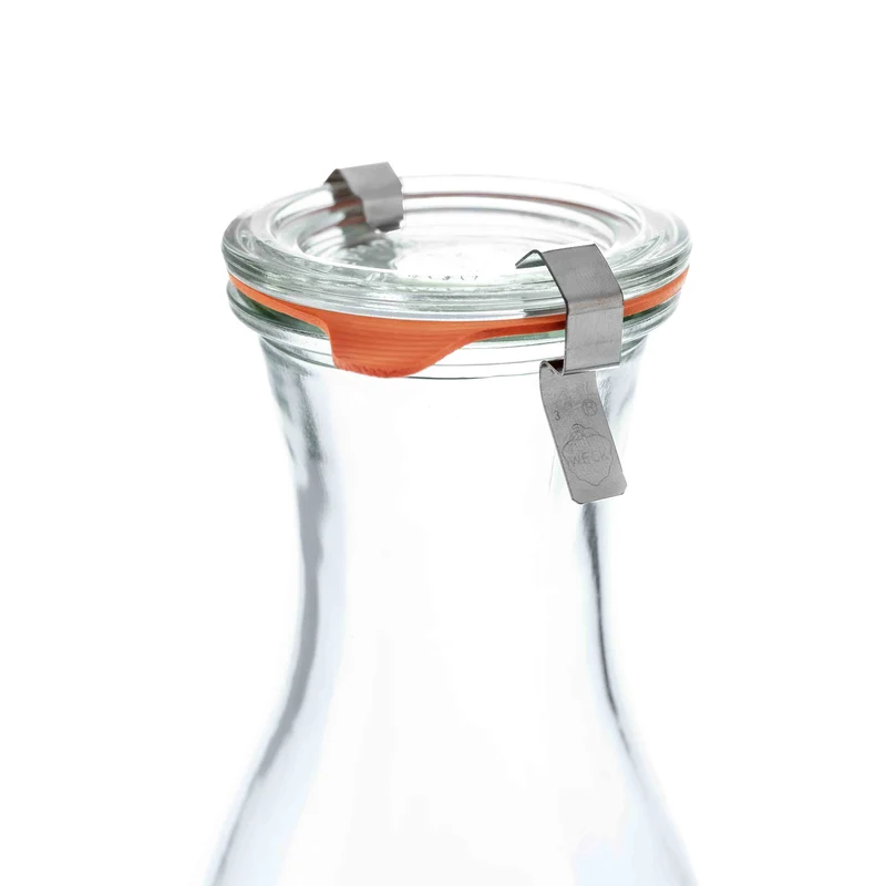 6er-Set WECK-Saftflasche 1 l RR 60 mit Deckel, Dichtring und Klammer
