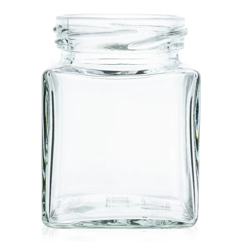 Vierkantglas 106 ml TO 48 im 24er-Set mit Verschlüssen und Dekozubehör