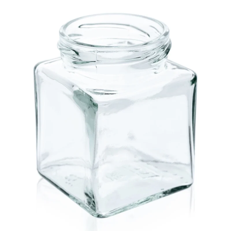 Vierkantglas 106 ml TO 48 im 24er-Set mit Verschlüssen und Dekozubehör